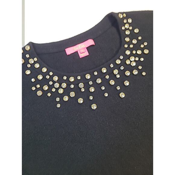 Lilly Pulitzer Odetta Sweater XL Black Sparkly Collar Wool Cashmere EUC - Picture 6 of 11